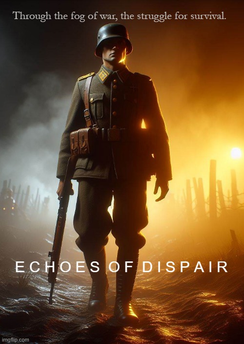 Echoes of Dispair. a timezone spin-off | Through the fog of war, the struggle for survival. E C H O E S  O F  D I S P A I R | image tagged in movie,ww2,timezone,game,idea,cartoon | made w/ Imgflip meme maker