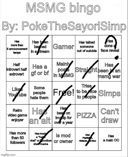 did this countless times but why not | image tagged in msmg bingo by poke | made w/ Imgflip meme maker