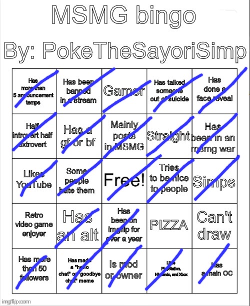 Sure ig | image tagged in msmg bingo by poke | made w/ Imgflip meme maker