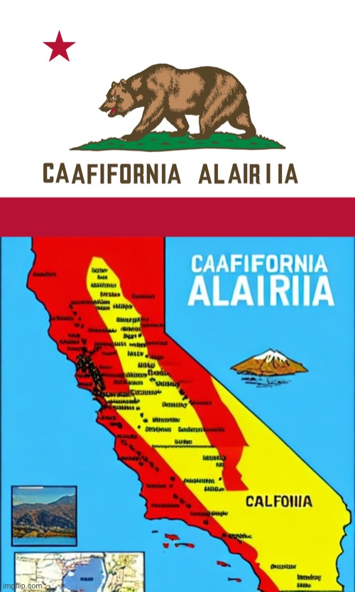 Flag & map of Caafifornia Alairiia | image tagged in caafifornia alairiia,ai generated,california | made w/ Imgflip meme maker