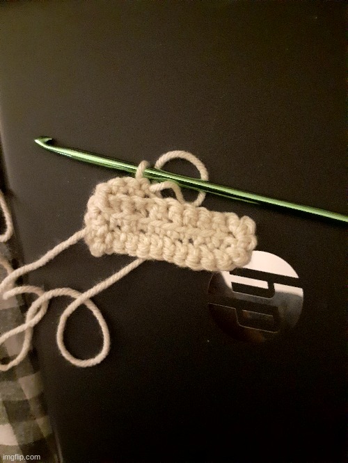 start of a crochet project (this pic from yesterday) | made w/ Imgflip meme maker