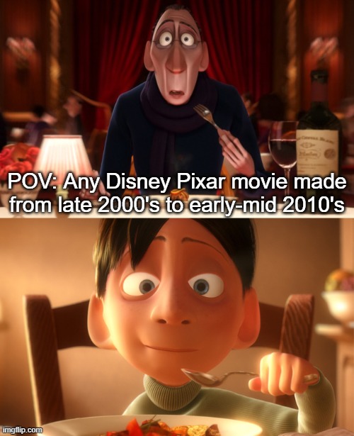 Nostalgia | POV: Any Disney Pixar movie made from late 2000's to early-mid 2010's | image tagged in nostalgia | made w/ Imgflip meme maker