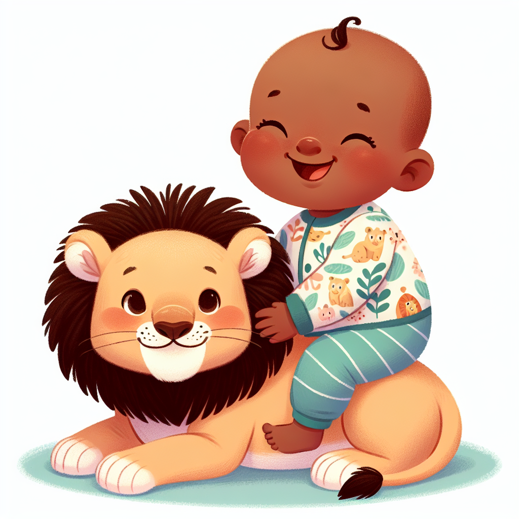 High Quality A cute black baby sitting on a baby lion Blank Meme Template