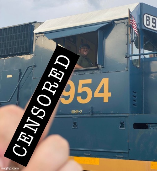 Guy flipping off a train (Censored) Blank Meme Template