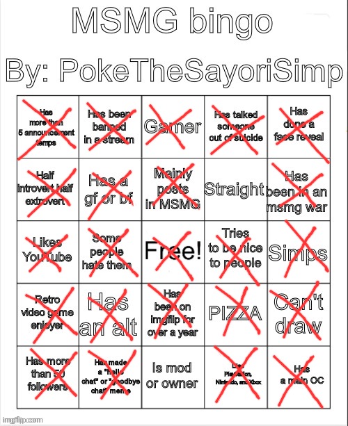 Gotdamn me and Poke have a lot in common | image tagged in msmg bingo by poke | made w/ Imgflip meme maker