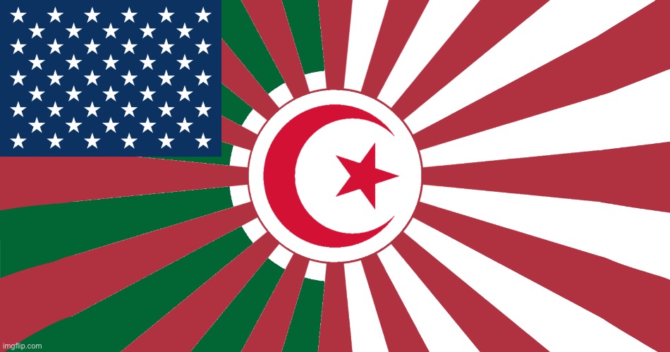 unification flag for algeria japan usa(mod note: japalgerimerica) | image tagged in usa,algeria,japan | made w/ Imgflip meme maker