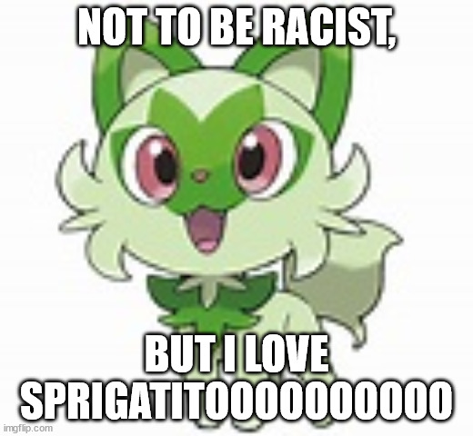 NOT TO BE RACIST, BUT I LOVE SPRIGATITOOOOOOOOOO | image tagged in sprigatitooooooooo | made w/ Imgflip meme maker