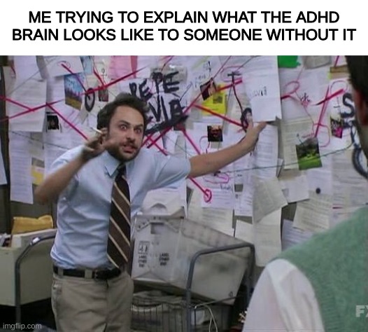 Inside is crazzzy | ME TRYING TO EXPLAIN WHAT THE ADHD BRAIN LOOKS LIKE TO SOMEONE WITHOUT IT | image tagged in me trying to explain | made w/ Imgflip meme maker