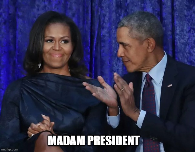 Michelle Obama | MADAM PRESIDENT | image tagged in michelle obama,michelle obama blank sheet,barack obama,president obama,democrat | made w/ Imgflip meme maker