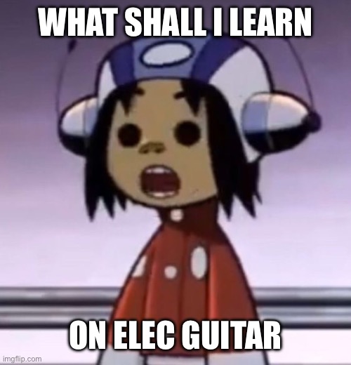 :O | WHAT SHALL I LEARN; ON ELEC GUITAR | image tagged in o | made w/ Imgflip meme maker