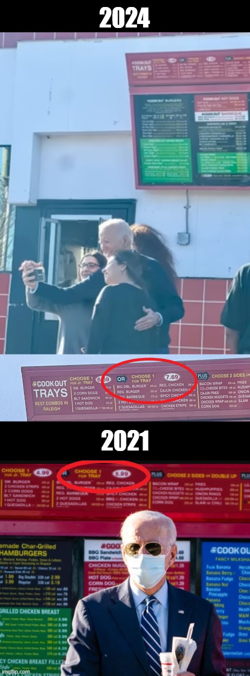 Epic CookOut Fail: 28% inflation vs 2021 prices | 2024; 2021 | image tagged in bidenflation,inflation,biden | made w/ Imgflip meme maker