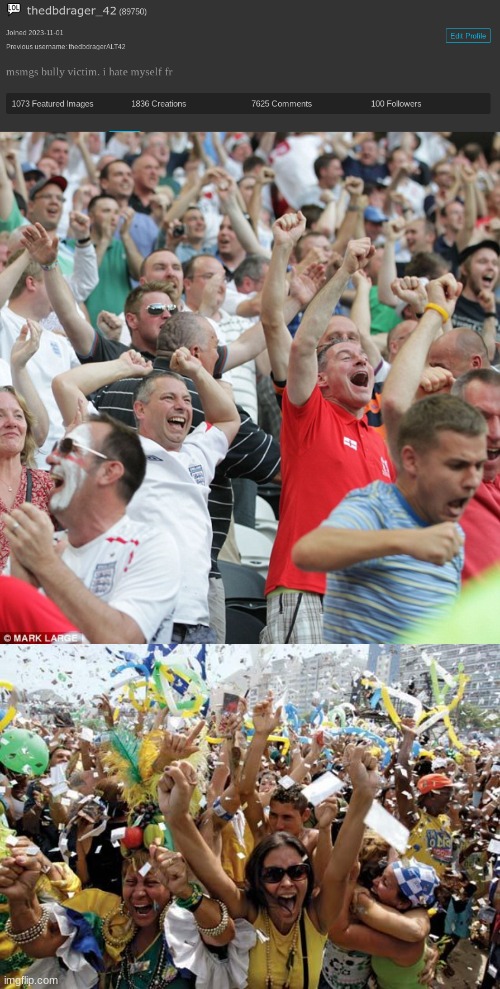 100 followers babyyyyyyy | image tagged in football fans celebrating a goal,celebrate | made w/ Imgflip meme maker