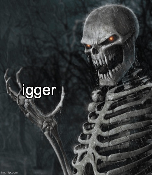 mods, please hear me out | igger | image tagged in skeleton holding nothing | made w/ Imgflip meme maker