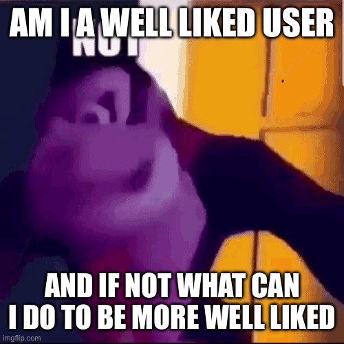 Not funny didn't laugh | AM I A WELL LIKED USER; AND IF NOT WHAT CAN I DO TO BE MORE WELL LIKED | image tagged in not funny didn't laugh | made w/ Imgflip meme maker