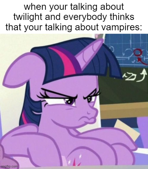 tru | when your talking about twilight and everybody thinks that your talking about vampires: | image tagged in mylittlepony,idk | made w/ Imgflip meme maker