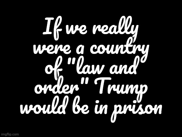 True | If we really were a country of "law and order" Trump would be in prison | image tagged in the truth,trump lies,con man,lock him up,scumbag trump,trump unfit unqualified dangerous | made w/ Imgflip meme maker