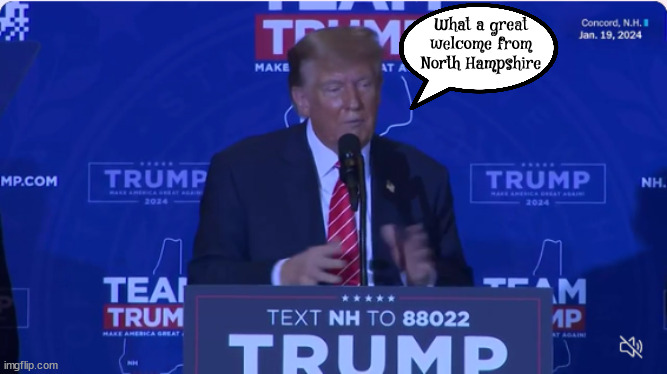 North Hampshire... | What a great welcome from North Hampshire | image tagged in trump,dementia,alzhimers,syphlis,maga,lame brain | made w/ Imgflip meme maker