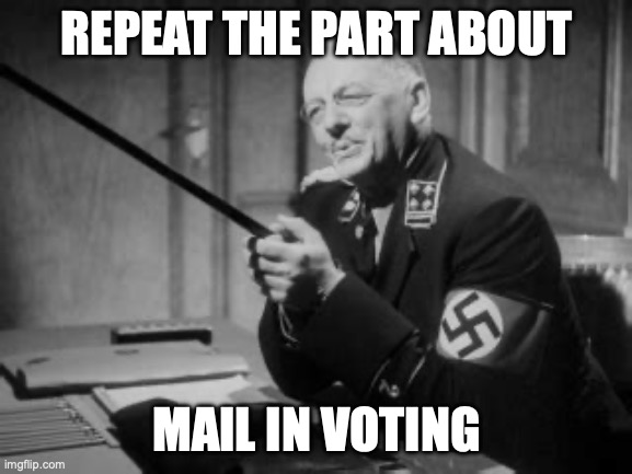 Mail In | REPEAT THE PART ABOUT; MAIL IN VOTING | image tagged in vote | made w/ Imgflip meme maker
