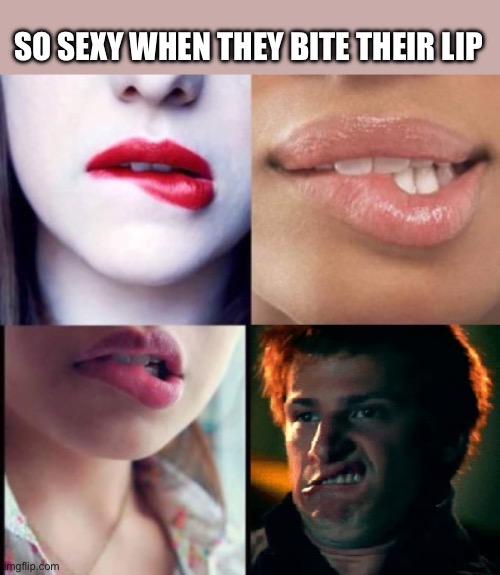 Sexy | SO SEXY WHEN THEY BITE THEIR LIP | image tagged in bite lip | made w/ Imgflip meme maker