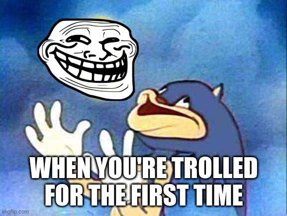 Sanic | WHEN YOU'RE TROLLED
FOR THE FIRST TIME | image tagged in sanic | made w/ Imgflip meme maker