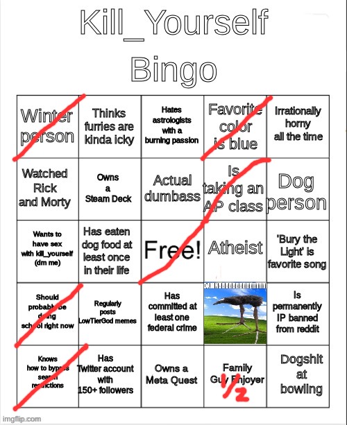 Kill_Yourself Bingo | image tagged in kill_yourself bingo | made w/ Imgflip meme maker