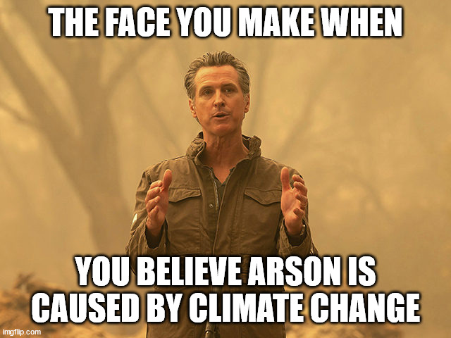 Arson is not climate change. | THE FACE YOU MAKE WHEN; YOU BELIEVE ARSON IS CAUSED BY CLIMATE CHANGE | image tagged in arson,not climate change | made w/ Imgflip meme maker