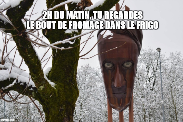 Fromage | 2H DU MATIN, TU REGARDES LE BOUT DE FROMAGE DANS LE FRIGO | image tagged in rond point pontar | made w/ Imgflip meme maker