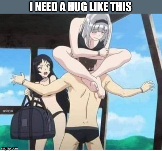 Hug | I NEED A HUG LIKE THIS | image tagged in hug,anime,anime girl | made w/ Imgflip meme maker