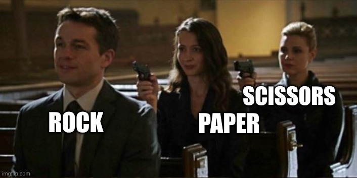 Repeat | SCISSORS; PAPER; ROCK | image tagged in assassination chain shortened | made w/ Imgflip meme maker