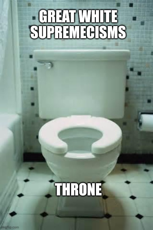 White supremecisms | GREAT WHITE SUPREMECISMS; THRONE | image tagged in toilet | made w/ Imgflip meme maker