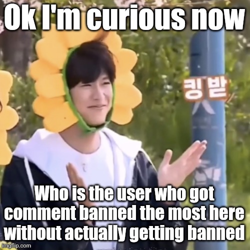 :) | Ok I'm curious now; Who is the user who got comment banned the most here without actually getting banned | made w/ Imgflip meme maker