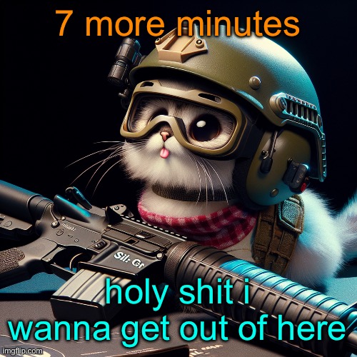 7 more minutes; holy shit i wanna get out of here | image tagged in silly critter but ai generated | made w/ Imgflip meme maker