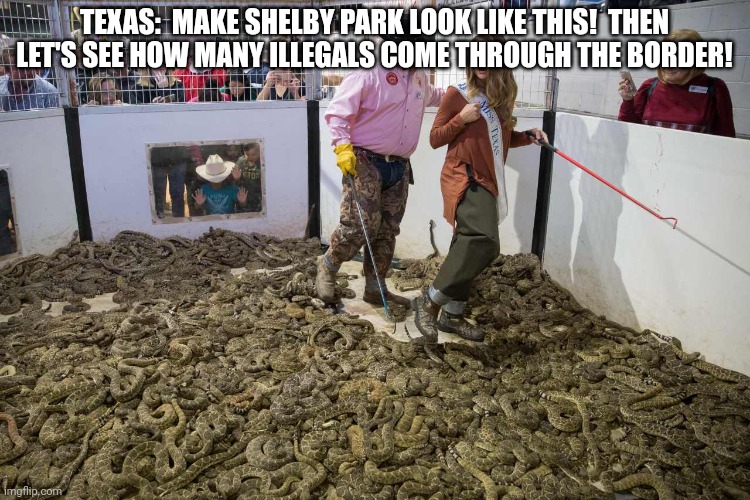 TEXAS:  MAKE SHELBY PARK LOOK LIKE THIS!  THEN LET'S SEE HOW MANY ILLEGALS COME THROUGH THE BORDER! | made w/ Imgflip meme maker