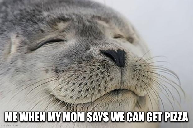 Satisfied Seal | ME WHEN MY MOM SAYS WE CAN GET PIZZA | image tagged in memes,satisfied seal,pizza | made w/ Imgflip meme maker