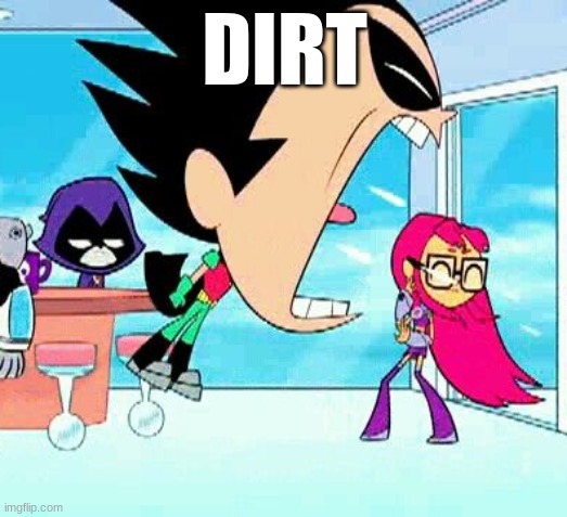 robin yelling at starfire | DIRT | image tagged in robin yelling at starfire | made w/ Imgflip meme maker