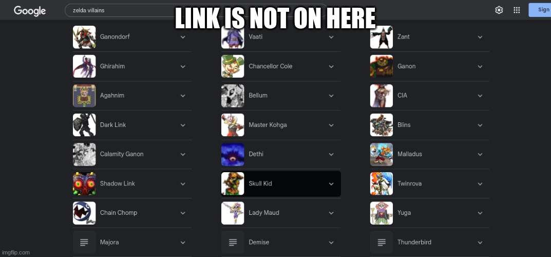 LINK IS NOT ON HERE | made w/ Imgflip meme maker