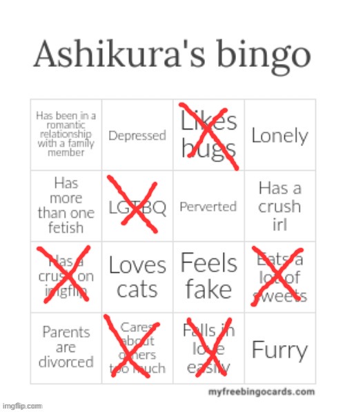 Ashikura's Bingo | image tagged in ashikura's bingo | made w/ Imgflip meme maker