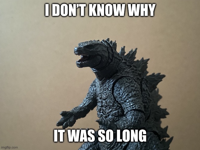 I DON’T KNOW WHY IT WAS SO LONG | image tagged in just curious godzilla edition | made w/ Imgflip meme maker