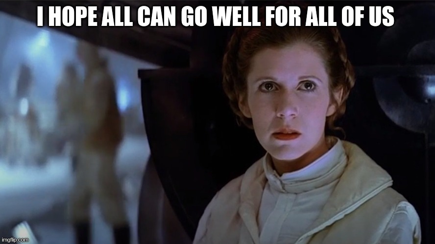 princess leia | I HOPE ALL CAN GO WELL FOR ALL OF US | image tagged in princess leia | made w/ Imgflip meme maker