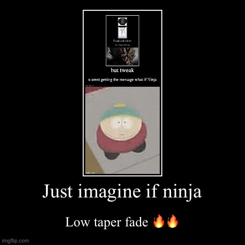 Just imagine if ninja | Low taper fade ?? | image tagged in funny,demotivationals | made w/ Imgflip demotivational maker