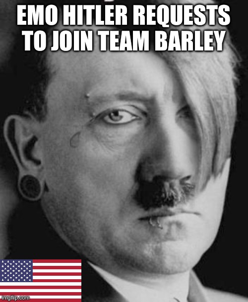 Emo Hitler | EMO HITLER REQUESTS TO JOIN TEAM BARLEY | image tagged in emo hitler | made w/ Imgflip meme maker