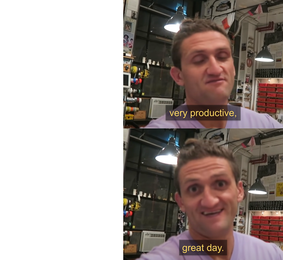 Very productive, great day Casey Neistat Blank Template - Imgflip