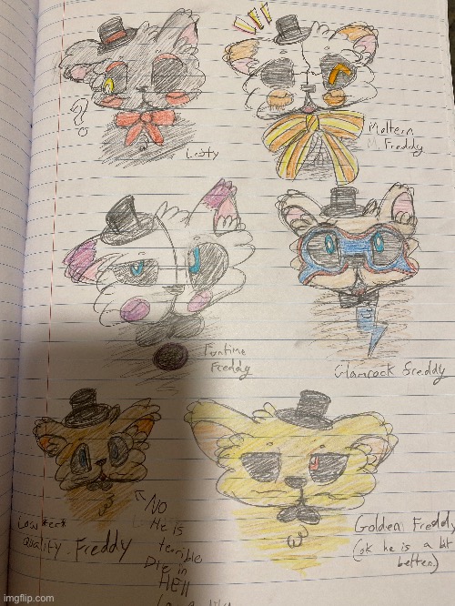 I drew some Freddy’s!!! Plz don’t look at the bottom left he is Terrible | made w/ Imgflip meme maker