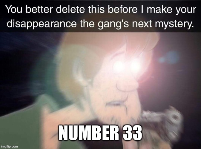 Delete this shaggy | NUMBER 33 | image tagged in delete this shaggy | made w/ Imgflip meme maker
