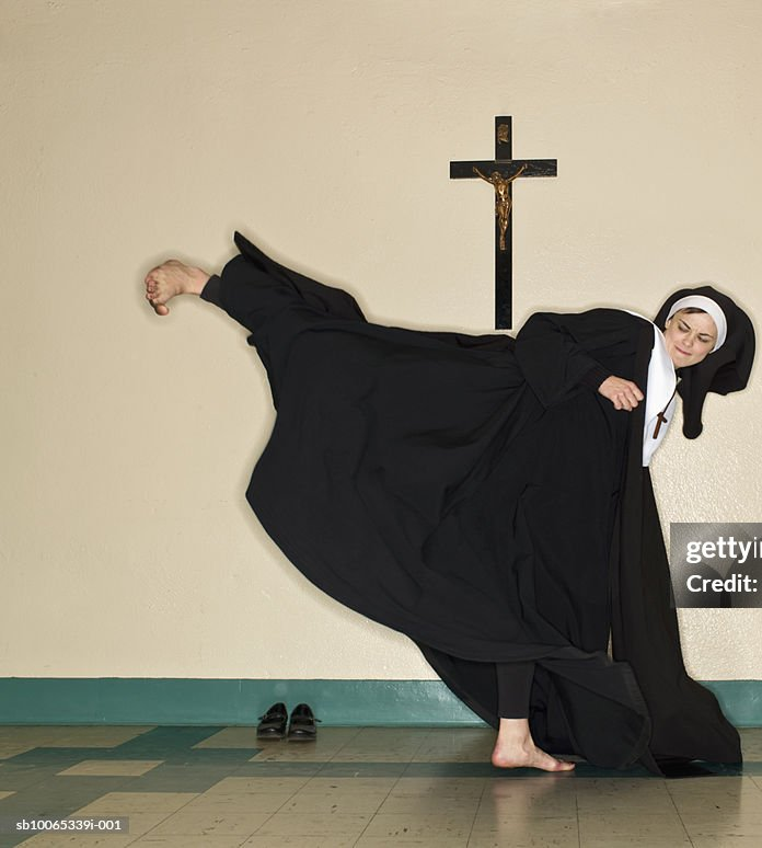 High Quality Nun Karate Catholic Cross Blank Meme Template
