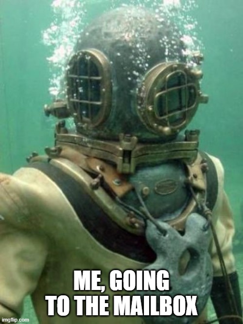 ME, GOING TO THE MAILBOX | ME, GOING TO THE MAILBOX | image tagged in underwater | made w/ Imgflip meme maker