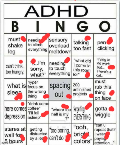 almost blackout | image tagged in adhd bingo | made w/ Imgflip meme maker