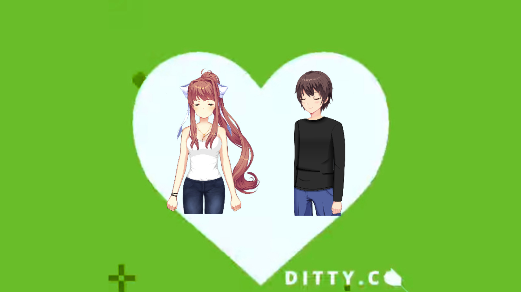 Monika X MC - heart sleep Blank Meme Template