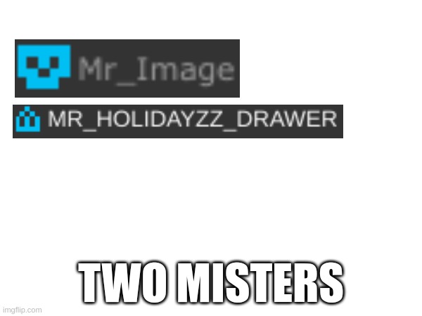 2 misters | TWO MISTERS | image tagged in memes,lol | made w/ Imgflip meme maker