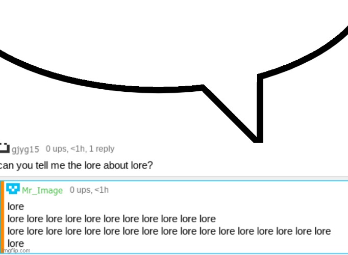 lore | image tagged in mr image speechbubble | made w/ Imgflip meme maker